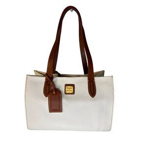 Dooney & Bourke Small Shopper EV206 White Tan Trim Peeling Lining Classic Tote